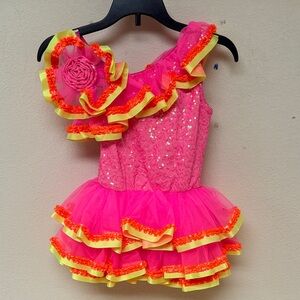 Weissman Pink and Yellow Sequin Dance Costume